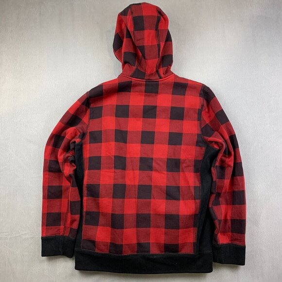 Vtg Abercrombie & Fitch Mens Sherpa Hoodie Medium Red Buffalo Check Full Zip Y2K - Picture 8 of 8